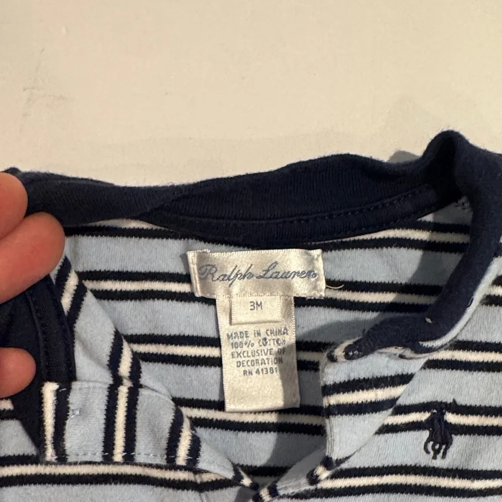 Ralph‎ Lauren Blue Boys Striped Baby Romper 3 Months